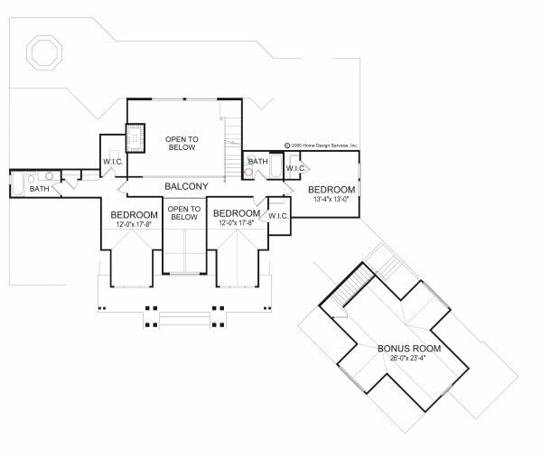 House Design - Log Floor Plan - Upper Floor Plan #417-412