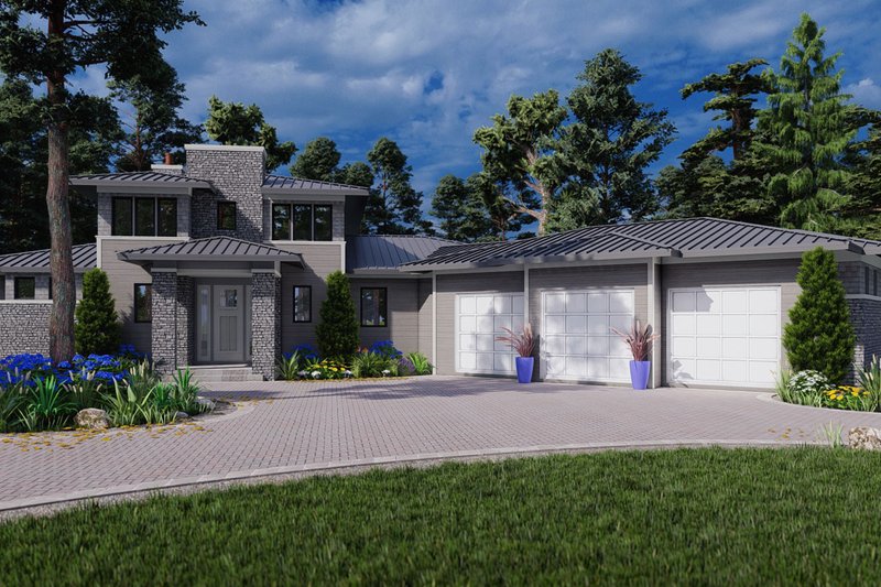 Home Plan - Exterior - Front Elevation 3 for Contemporary House Plan #930-547 - 4 bed, 4.5 bath