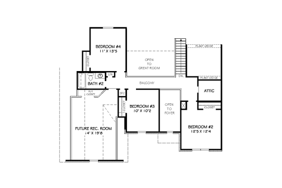 Floor Plan - Upper Floor for European House Plan #424-211 - 4 bed, 2.5 bath