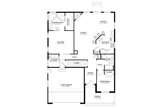 Floor Plan - Main Floor for Craftsman House Plan #1060-152 - 2 bed, 2 bath