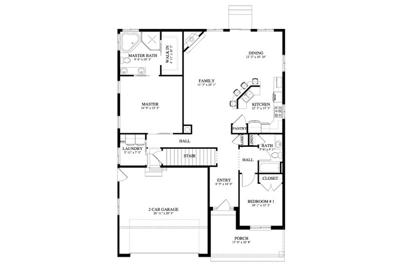House Blueprint - Floor Plan - Main Floor for Craftsman House Plan #1060-152 - 2 bed, 2 bath