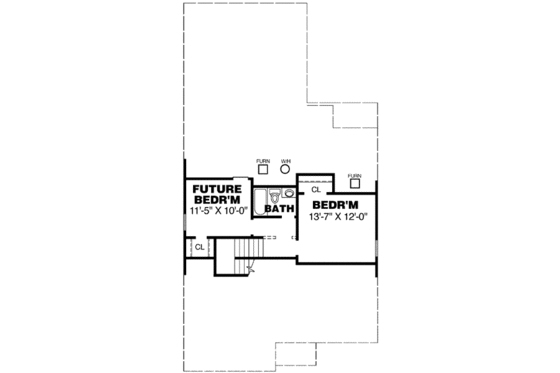 Floor Plan - Upper Floor for European House Plan #34-200 - 4 bed, 3 bath