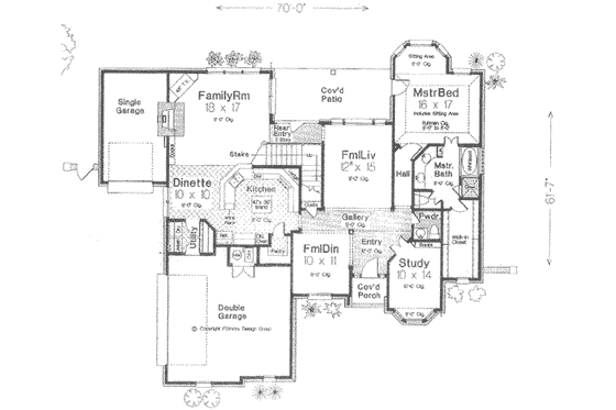 Floor Plan - Main Floor for European House Plan #310-388 - 4 bed, 3.5 bath