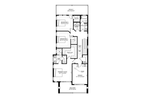 Floor Plan - Upper Floor for Modern House Plan #1085-2 - 3 bed, 2.5 bath