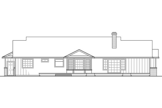 Exterior - Rear Elevation for Ranch House Plan #124-1073 - 3 bed, 2.5 bath