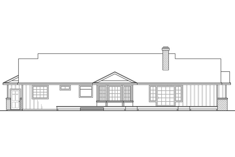 Architectural House Design - Exterior - Rear Elevation for Ranch House Plan #124-1073 - 3 bed, 2.5 bath