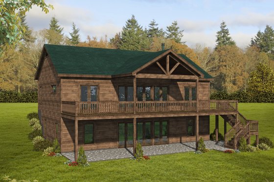 Exterior - Rear Elevation for Cabin House Plan #932-57 - 4 bed, 3.5 bath