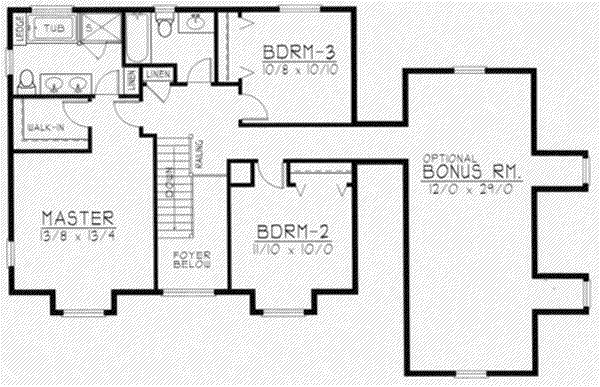 Traditional Floor Plan - Upper Floor Plan #112-121