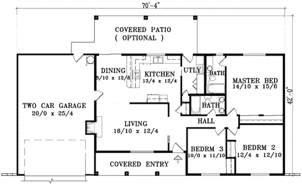 Adobe / Southwestern Floor Plan - Main Floor Plan #1-1257