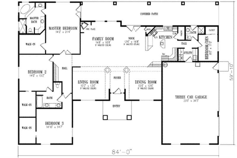 Dream House Plan - Floor Plan - Main Floor for Adobe / Southwestern House Plan #1-729 - 4 bed, 3 bath