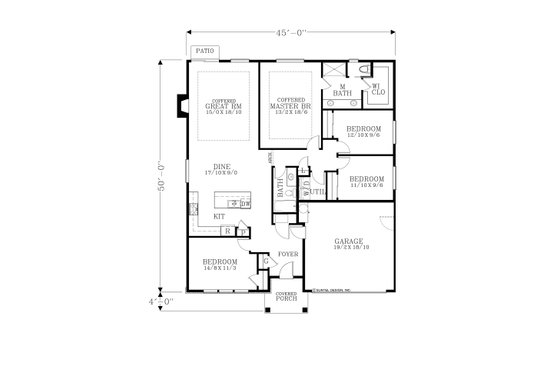 Floor Plan - Main Floor for Craftsman House Plan #53-682 - 4 bed, 2 bath