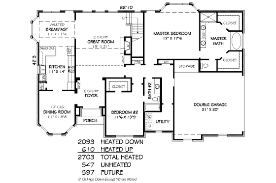 Floor Plan - Main Floor for Traditional House Plan #424-383 - 3 bed, 3 bath