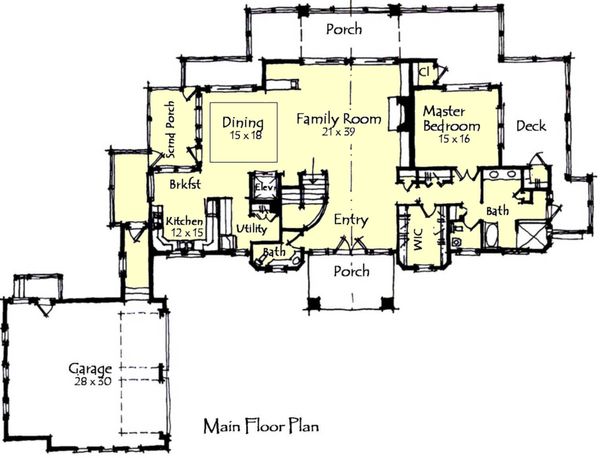 Craftsman Floor Plan - Main Floor Plan #921-15