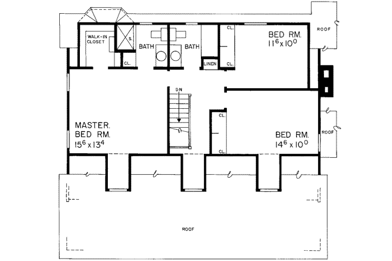 Home Plan - Floor Plan - Upper Floor for Country House Plan #72-448 - 3 bed, 2.5 bath