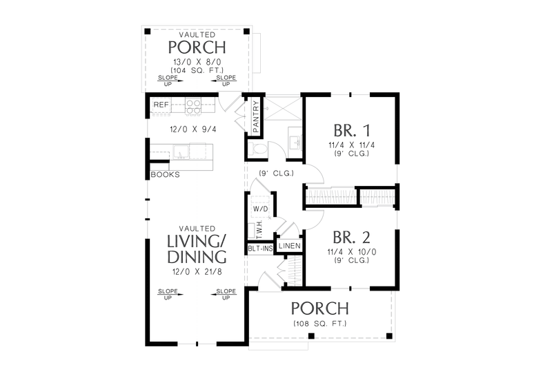 Dream House Plan - Floor Plan - Main Floor for Cottage House Plan #48-1180 - 2 bed, 1 bath