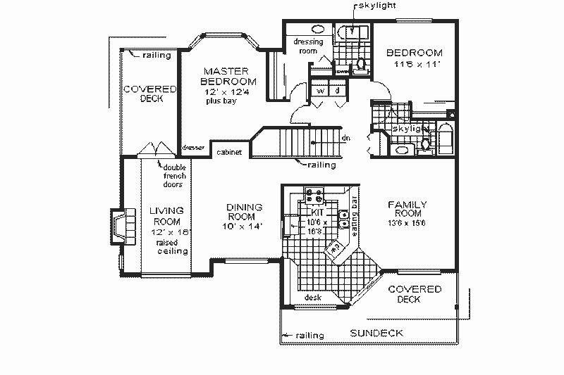House Blueprint - Floor Plan - Main Floor for European House Plan #18-209 - 2 bed, 2 bath