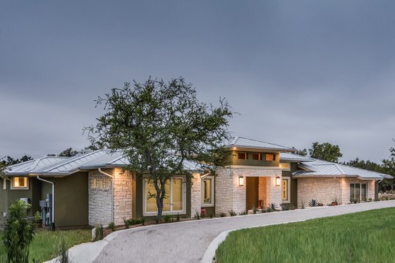 Exterior - Front Elevation 3 for Prairie House Plan #935-13 - 5 bed, 4 bath