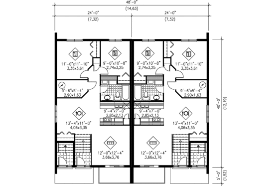 Floor Plan - Main Floor for Contemporary House Plan #25-337 - 2 bed, 1 bath