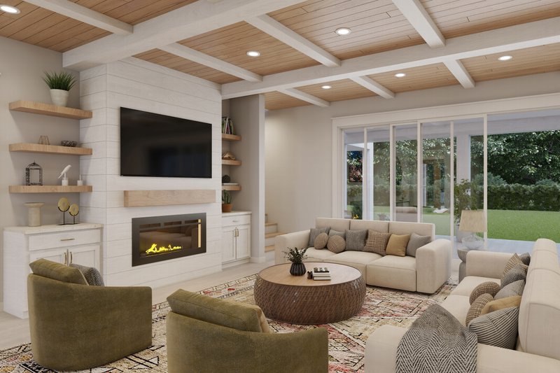 House Blueprint - Interior - Family Room 1 for Farmhouse House Plan #430-399 - 5 bed, 3.5 bath