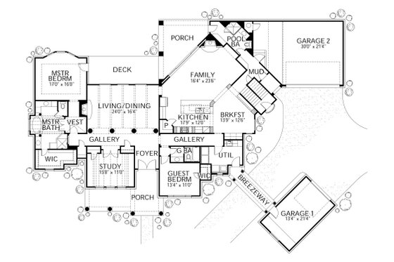 Floor Plan - Main Floor for European House Plan #80-161 - 5 bed, 5 bath