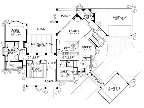 House Plan Design - European Floor Plan - Main Floor Plan #80-161