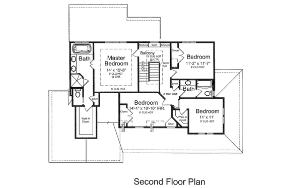 Floor Plan - Upper Floor for Country House Plan #46-506 - 4 bed, 2.5 bath