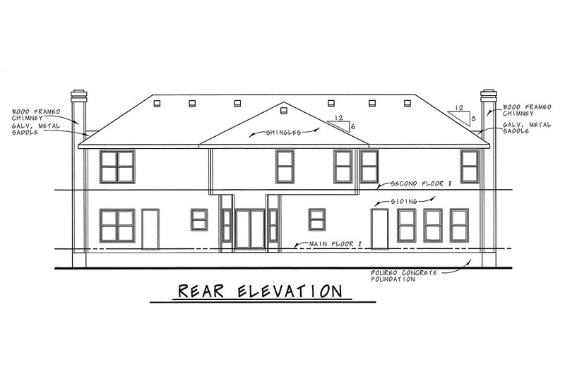 Home Plan - Exterior - Rear Elevation for Traditional House Plan #20-402 - 3 bed, 2.5 bath