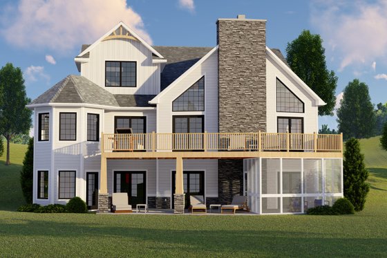 Exterior - Rear Elevation for Craftsman House Plan #1064-23 - 5 bed, 3.5 bath