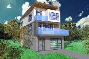 Modern Exterior - Front Elevation Plan #518-2