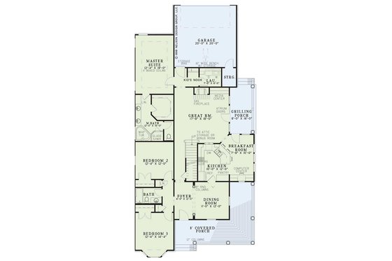 Floor Plan - Main Floor for Country House Plan #17-1031 - 3 bed, 2 bath