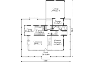 Floor Plan - Main Floor for Country House Plan #406-150 - 3 bed, 2.5 bath