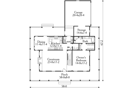 Floor Plan - Main Floor for Country House Plan #406-150 - 3 bed, 2.5 bath