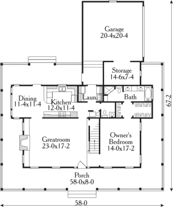 Architectural House Design - Country Floor Plan - Main Floor Plan #406-150