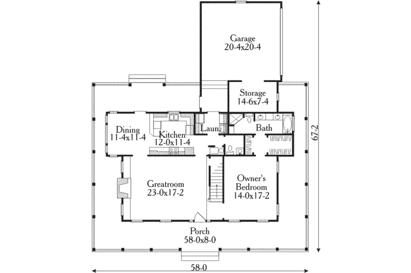 Home Plan - Floor Plan - Main Floor for Country House Plan #406-150 - 3 bed, 2.5 bath