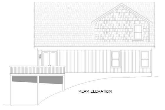 Exterior - Rear Elevation for Southern House Plan #932-810 - 3 bed, 2 bath