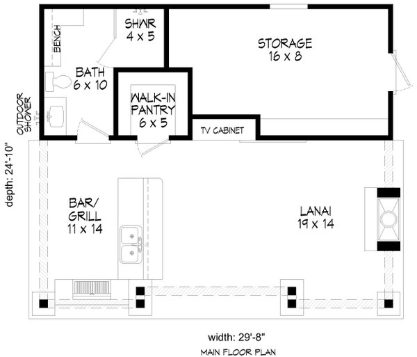 Contemporary Floor Plan - Main Floor Plan #932-1025