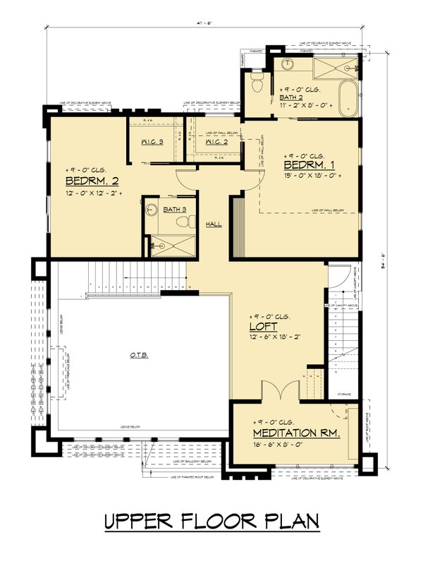 House Blueprint - Modern Floor Plan - Upper Floor Plan #1066-319