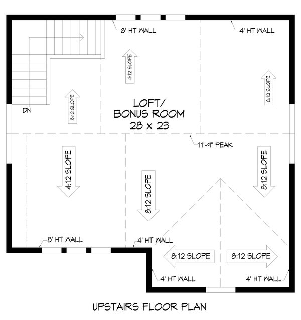 Southern Floor Plan - Upper Floor Plan #932-1192