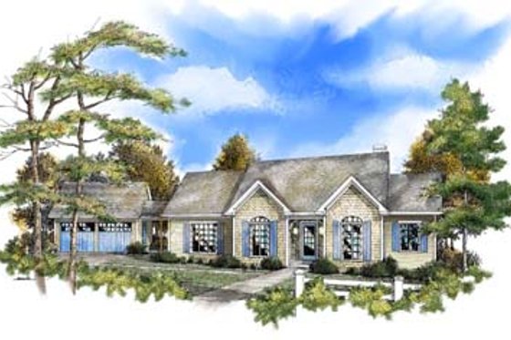 Exterior - Front Elevation for Traditional House Plan #71-107 - 3 bed, 2 bath