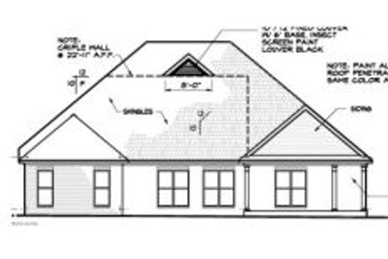 Exterior - Rear Elevation for European House Plan #15-260 - 4 bed, 3.5 bath