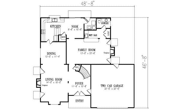 Adobe / Southwestern Floor Plan - Main Floor Plan #1-575