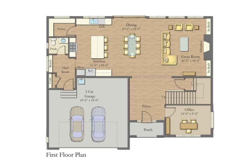 House Blueprint - Floor Plan - Main Floor for Farmhouse House Plan #1057-35 - 3 bed, 2.5 bath