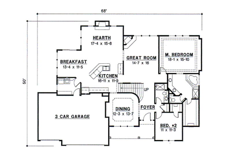 Traditional Style House Plan - 4 Beds 3 Baths 2813 Sq/Ft Plan #67-414 ...