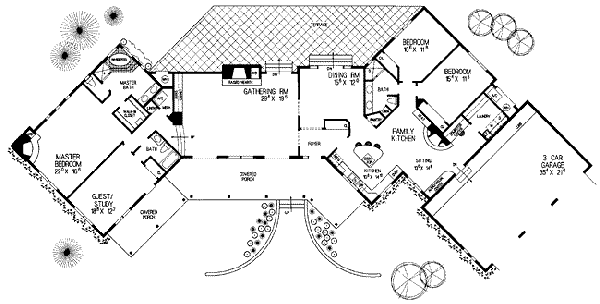 Home Plan - Adobe / Southwestern Floor Plan - Main Floor Plan #72-486