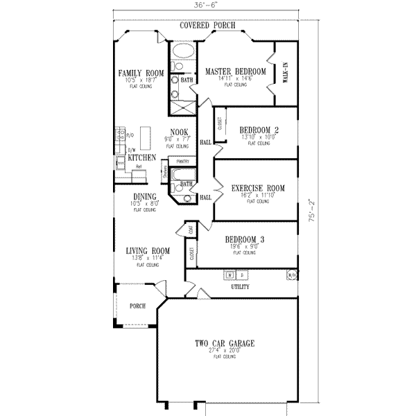 Adobe / Southwestern Floor Plan - Main Floor Plan #1-390