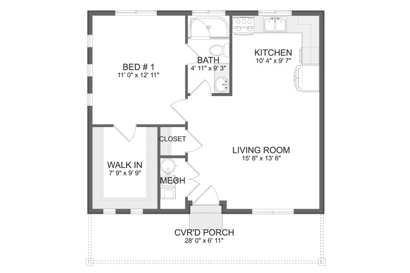 Dream House Plan - Floor Plan - Main Floor for Farmhouse House Plan #1060-304 - 1 bed, 1 bath