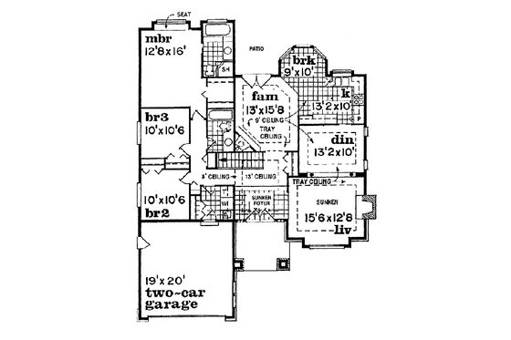 Floor Plan - Main Floor for Traditional House Plan #47-258 - 3 bed, 2 bath