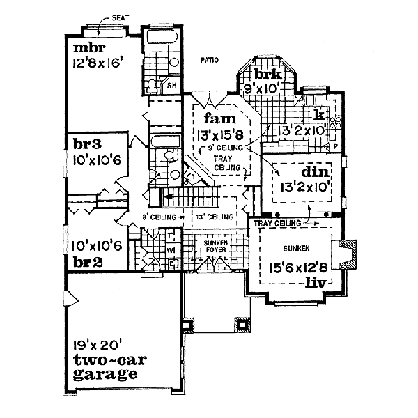 Floor Plan - Main Floor for Traditional House Plan #47-258 - 3 bed, 2 bath