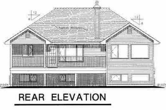 Exterior - Rear Elevation for Traditional House Plan #18-309 - 3 bed, 2 bath