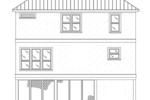 Exterior - Rear Elevation for Beach House Plan #37-151 - 3 bed, 2.5 bath